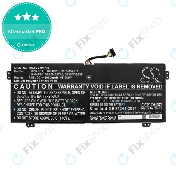 Punjač za Lenovo Yoga 720-13, 730-13, 6000mAh, Li-Pol, 7.68V, L16L4PB1, HQ