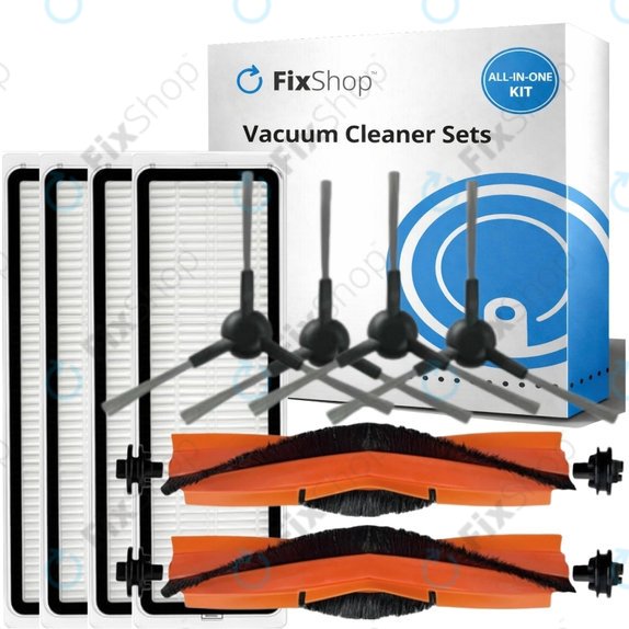 Set rezervnih dijelova za Xiaomi Mi Robot Vacuum S20+, S10+, X20+, X10+ (2x Glavna četka, 4x Filter, 4x Bočna četka – crna)