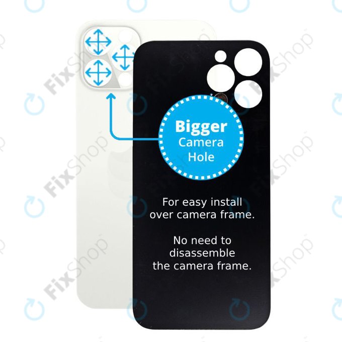 Apple iPhone 12 Pro - Staklo stražnjeg kućišta s većom rupom za kameru (srebrno)