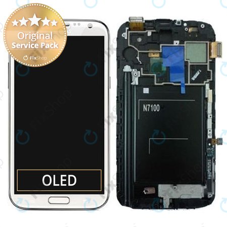Samsung Galaxy Note 2 N7100 - LCD zaslon + zaslon osjetljiv na dodir + okvir (mramorno bijeli) - GH97-14112A Originalni servisni paket