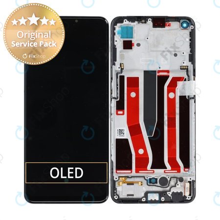 Oppo A94 5G CPH2211 - LCD zaslon + staklo osjetljivo na dodir + okvir (crno) - O-4907425 Originalni servisni paket