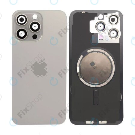 Apple iPhone 15 Pro Max - Stražnje staklo kućišta + staklo kamere + metalni okvir + magsafe magnet (Natural Titanium)