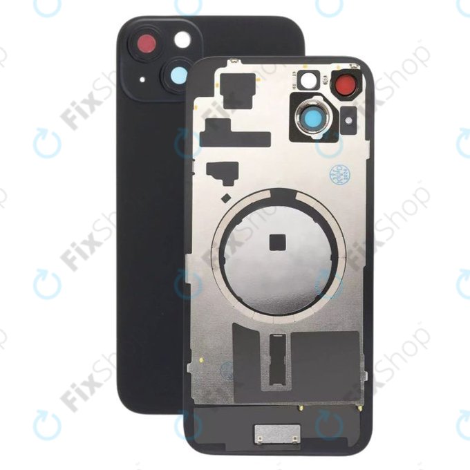 Apple iPhone 15 Plus - Stražnje staklo kućišta + staklo kamere + metalni okvir + magsafe magnet (Black)