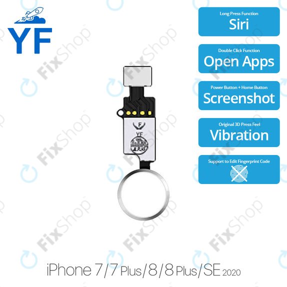 Apple iPhone 7, 7 Plus, 8, 8 Plus, SE (2020), SE (2022) - Tipka Home YF (srebrna)