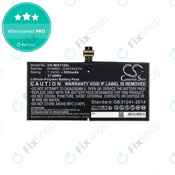 Baterija za Microsoft Surface Pro 4, 5050mAh, Li-Pol, 7.5V, DYNR01, HQ