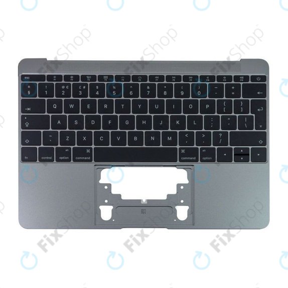 Apple MacBook 12" Retina A1534 (početak 2015. - Sredina 2017.) - Gornji okvir tipkovnice + tipkovnica UK (Space Gray)