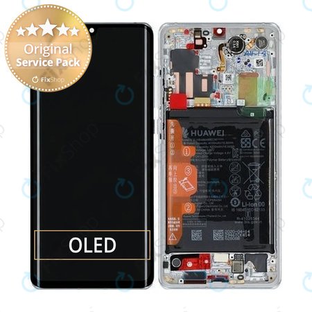 Huawei P30 Pro, P30 Pro 2020 - LCD zaslon + zaslon osjetljiv na dodir + okvir + baterija (Silver Frost) - 02353SBC