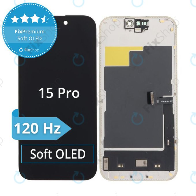 Zaslon Soft OLED za iPhone 15 Pro - Dodirno staklo + Okvir, DIAGNOSTIC