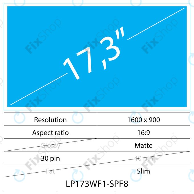 17.3 LCD Slim Matte 30 pin HD+