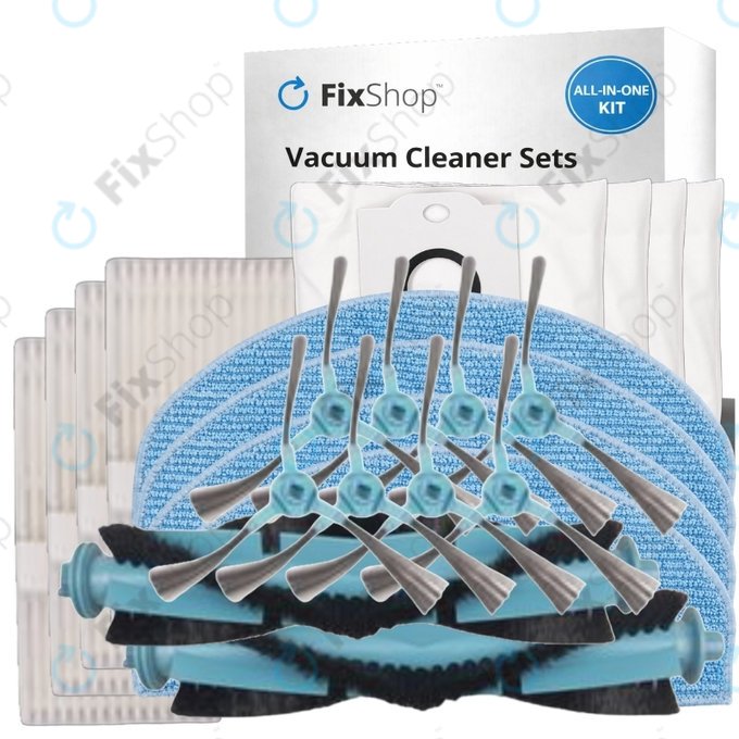 Set rezervnih dijelova za Tesla IQ400, IQ400 Plus, Sencor 6485BK (2x Glavna četka, 4x Filter, 8x Bočna četka, 4x Krpa za brisanje, 4x Vrećica za prašinu)