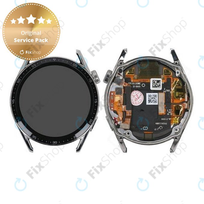 Huawei Watch GT 3 JPT-B19 46 mm - LCD zaslon + zaslon osjetljiv na dodir + okvir (srebrni) - 02354QMS Genuine Service Pack