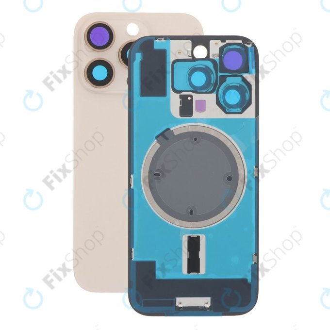 Apple iPhone 16 Pro - Stražnje staklo kućišta + staklo kamere + metalni okvir + Magsafe magnet (Desert Titanium)