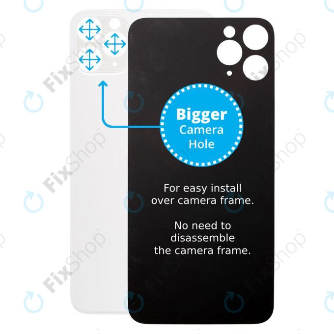 Apple iPhone 11 Pro Max - Stražnje staklo kućišta s većom rupom za kameru (srebrno)