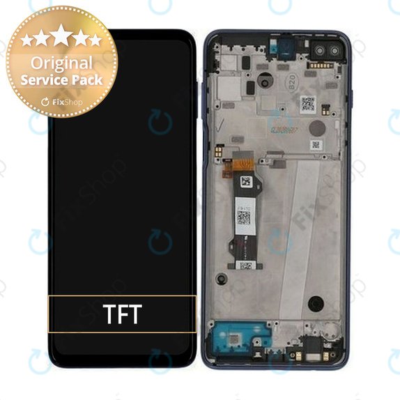 Motorola Moto G 5G Plus XT2075 - LCD zaslon + zaslon osjetljiv na dodir + okvir (Surfing Blue) - 5D68C16996 Originalni servisni paket