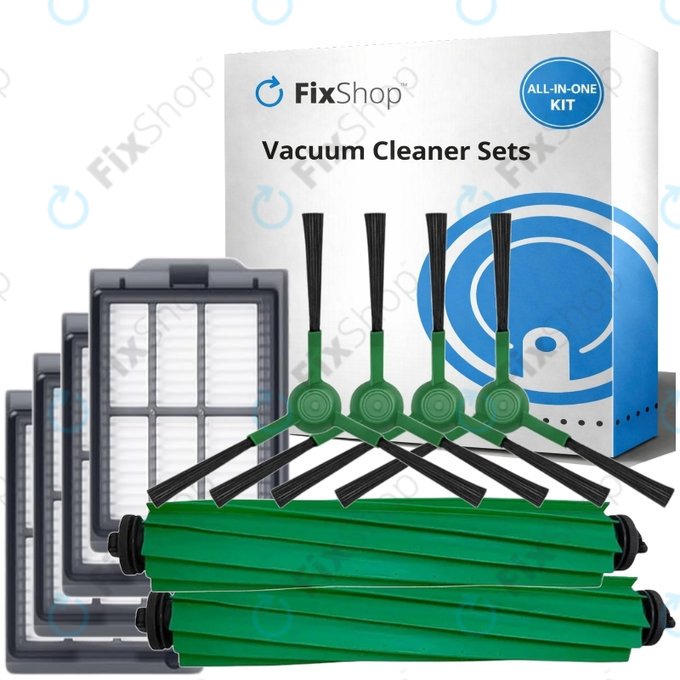 Set rezervnih dijelova za iRobot Roomba Plus 405 Combo, 505 Combo (2x Glavna četka, 4x Filter, 4x Bočna četka)