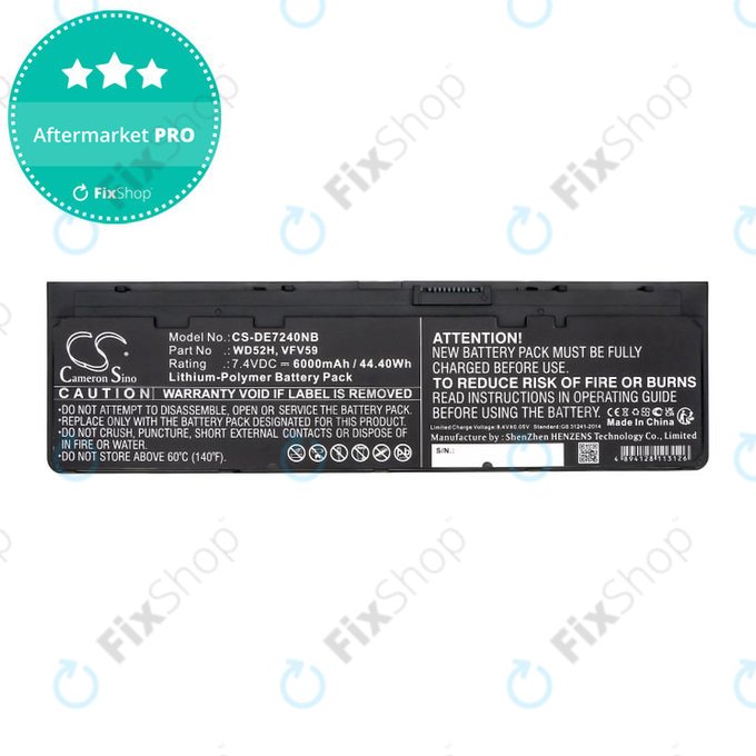 Baterija za Dell Latitude E7240, 7250, 12, 6000mAh, Li-Pol, 7.4V, VFV59, HQ