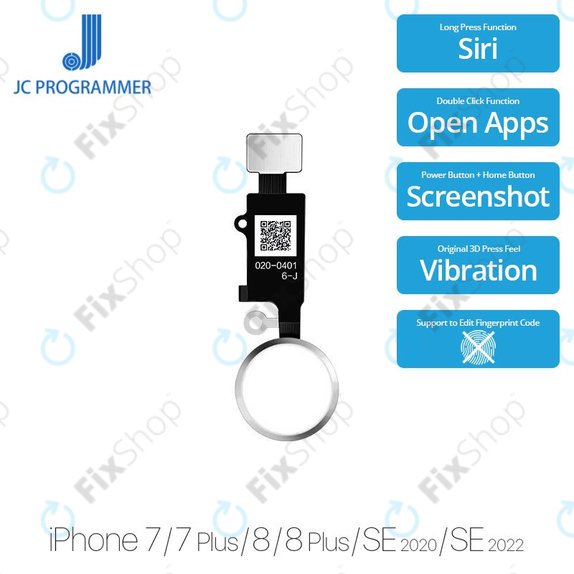 Apple iPhone 7, 7 Plus, 8, 8 Plus, SE (2020), SE (2022) - Tipka Home JCID 7 Gen (srebrna, bijela)