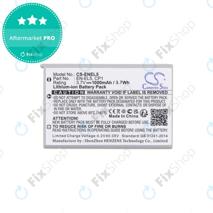 Nikon Coolpix, Coolpix AW, Coolpix P, Coolpix S, KlickTel Navigator K5 - Baterija EN-EL5 Li-Ion 1000mAh HQ