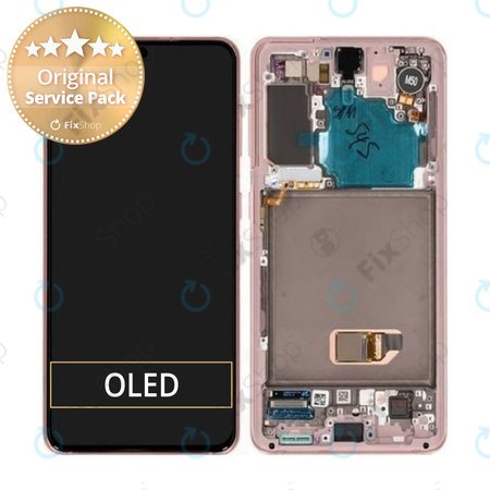 Samsung Galaxy S21 G991B - LCD zaslon + zaslon osjetljiv na dodir + okvir (Phantom Pink) - GH82-24544D, GH82-24545D Originalni servisni paket