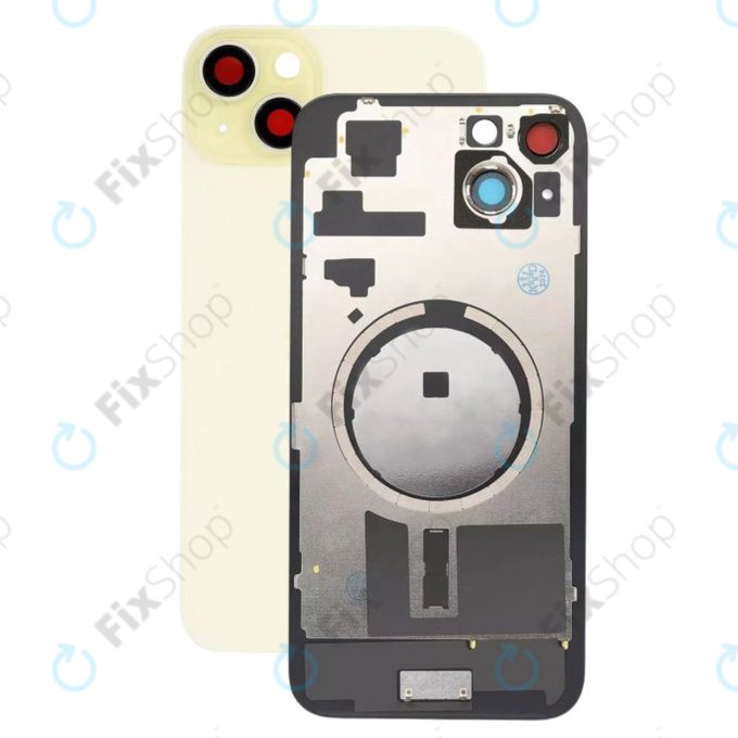 Apple iPhone 15 Plus - Stražnje staklo kućišta + staklo kamere + metalni okvir + magsafe magnet (Yellow)