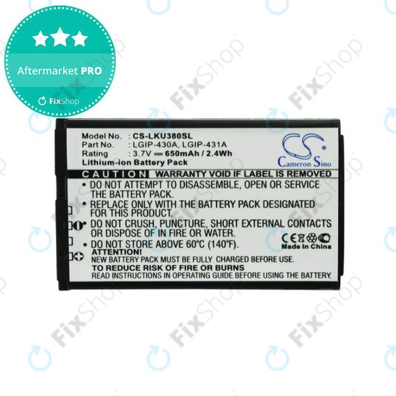 Baterija za LG 230 Nite, 650mAh, Li-Ion, 3.7V, LGIP-430A, HQ
