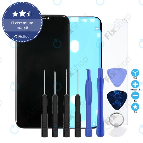 Zaslon In-Cell za iPhone XR, Dodirni ekran s okvirom, Ljepilo (Adhesive), Kaljeno staklo, Alati, FixPremium