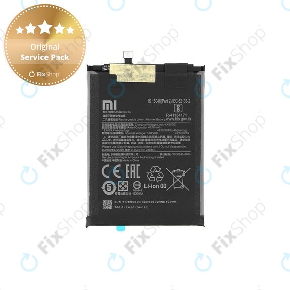 Xiaomi Redmi 9, Note 9 - Baterija BN54 5020mAh - 460200001J1G, 460200003P1G Genuine Service Pack