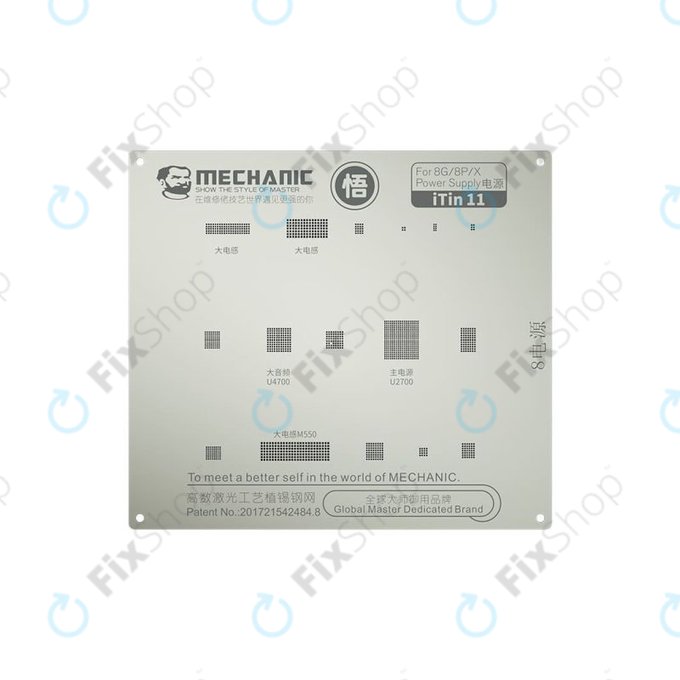 Mechanic iTin 11 - Čelična šablona matične ploče za iPhone 8, 8 Plus, X