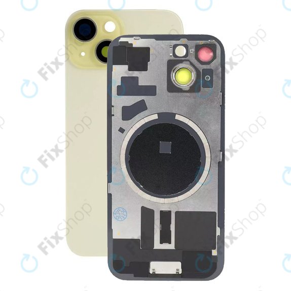 Apple iPhone 15 - Stražnje staklo kućišta + staklo kamere + metalni okvir + magsafe magnet (Yellow)