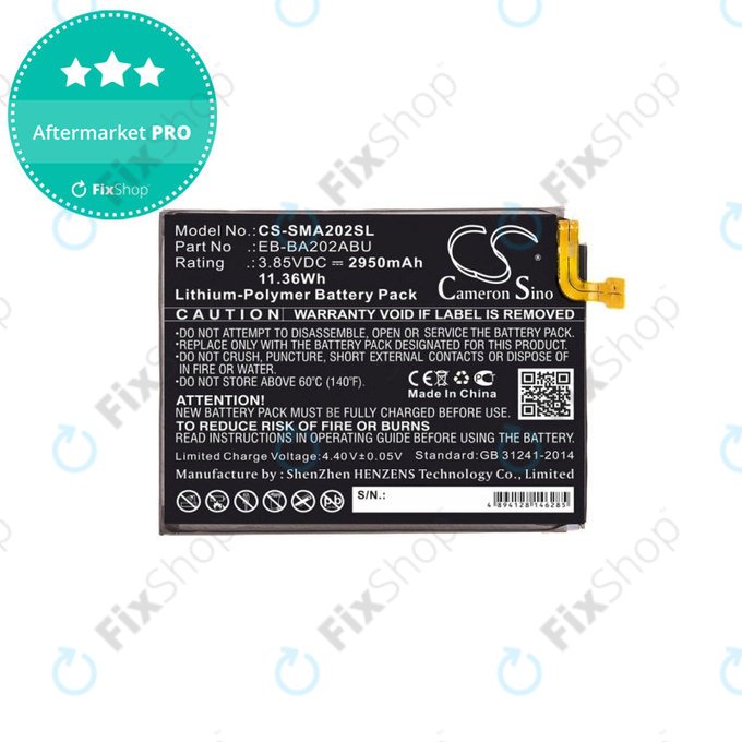 Baterija za  Samsung A10e, A20e A202F, 2950mAh, Li-Pol, 3.85 V, EB-BA202ABU, HQ