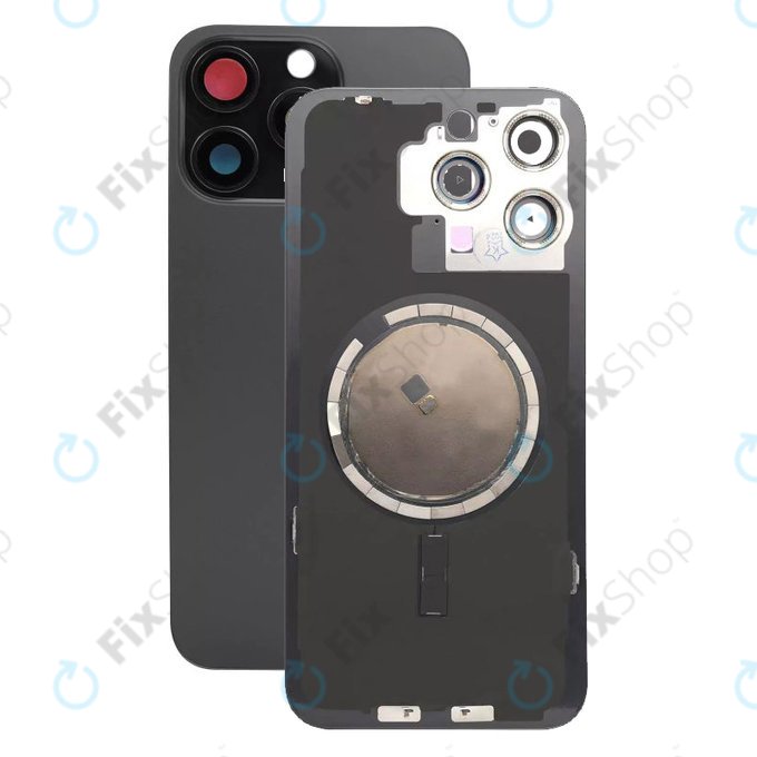 Apple iPhone 15 Pro Max - Stražnje staklo kućišta + staklo kamere + metalni okvir + magsafe magnet (Black Titanium)