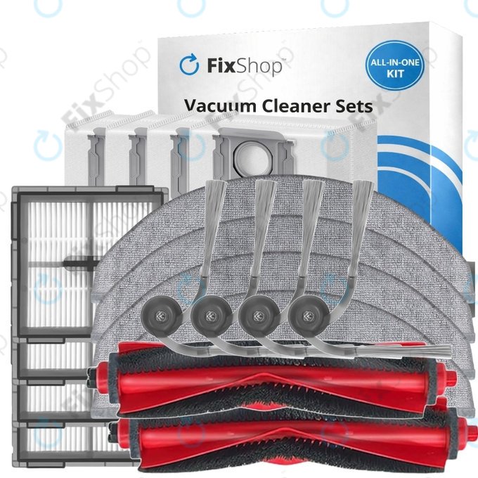Set rezervnih dijelova za Xiaomi Roborock Q10 VF, Q10 VF+, S8 Pro, S8 Pro Plus (2x Glavna četka, 4x Filter, 4x Bočna četka, 4x Krpa za brisanje, 4x Vrećica za prašinu)