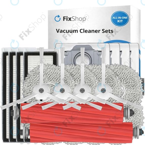 Set rezervnih dijelova za Roborock Qrevo MaxV, Pro, S (2x Glavna četka, 4x Filter, 4x Bočna četka, 8x Krpa za brisanje, 4x Vrećica za prašinu)