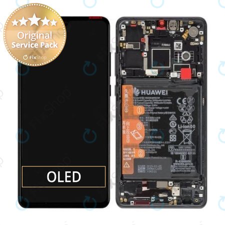 Huawei P30 - LCD zaslon + zaslon osjetljiv na dodir + okvir + baterija (crna) - 02352NLL, 02354HLT