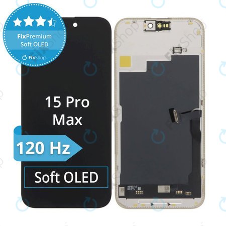 Apple iPhone 15 Pro Max - LCD zaslon + zaslon osjetljiv na dodir + okvir Soft OLED FixPremium 120Hz
