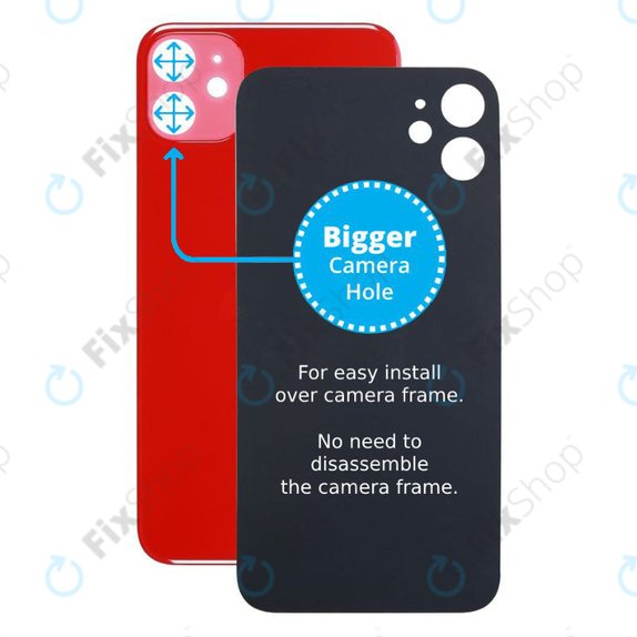 Apple iPhone 11 - Stražnje staklo kućišta s većom rupom za kameru (crveno)