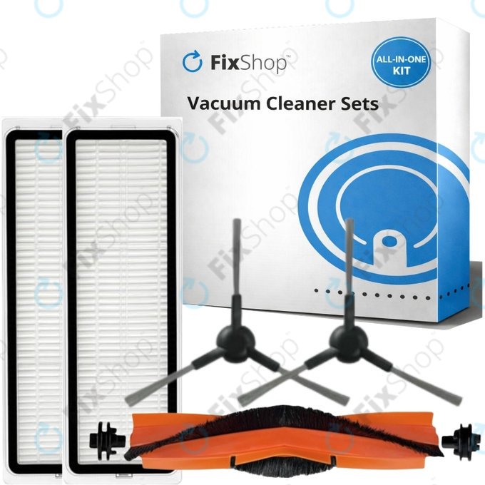 Set rezervnih dijelova za Xiaomi Mi Robot Vacuum S20+, S10+, X20+, X10+ (1x Glavna četka, 2x Filter, 2x Bočna četka – crna)