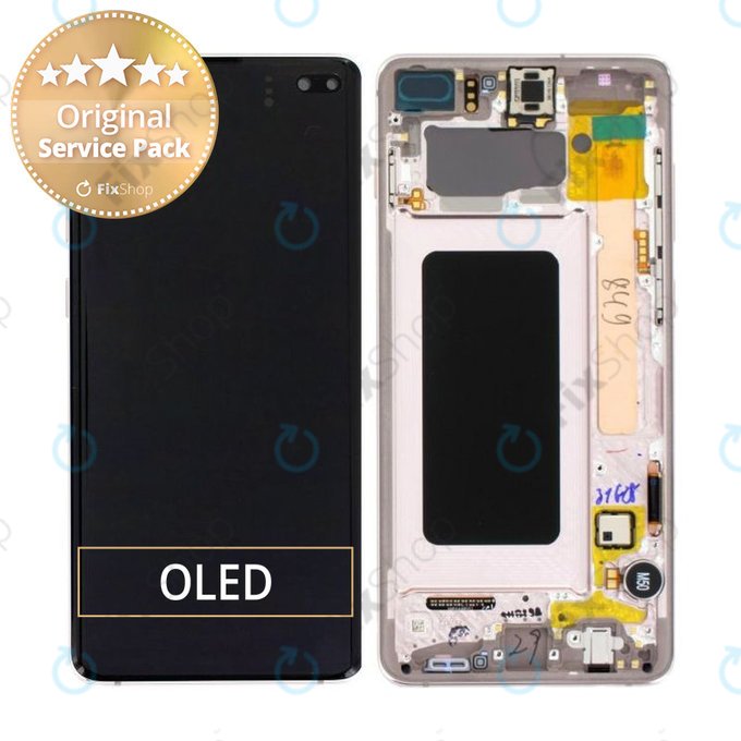 Samsung Galaxy S10 Plus G975F - LCD zaslon + zaslon osjetljiv na dodir + okvir (Flamingo Pink) - GH82-18849D, GH82-18834D Originalni servisni paket