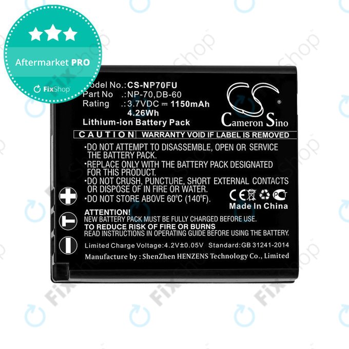 Baterija za Panasonic Lumix DMC-FX01, 1150mAh, Li-Ion, 3.7V, CGA-S005, HQ