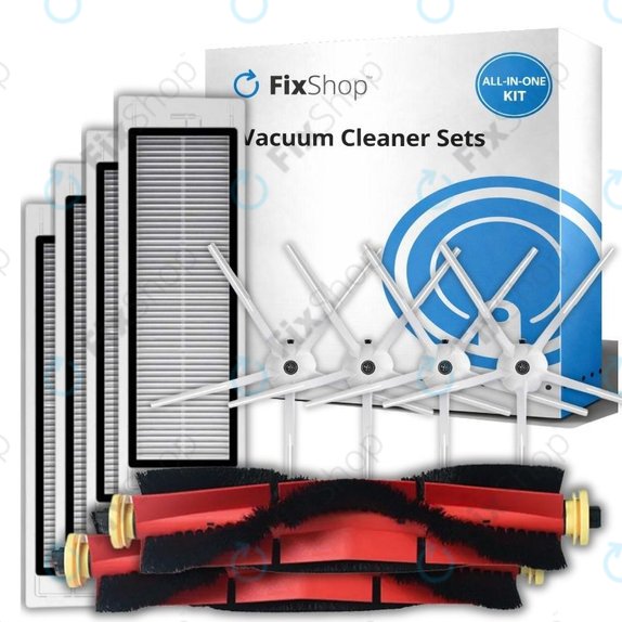 Set rezervnih dijelova za Xiaomi Roborock S5 Max, S6, S6 MaxV, S6 Pure, Xiaowa E3 (2x Glavna četka, 4x Filter, 4x Bočna četka – bijela)