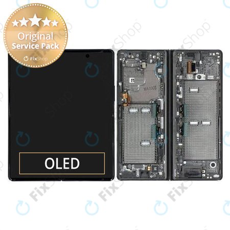 Samsung Galaxy Z Fold 2 F916B - LCD zaslon + zaslon osjetljiv na dodir + okvir (Mystic Black) - GH82-23968A, GH82-23969A Originalni servisni paket