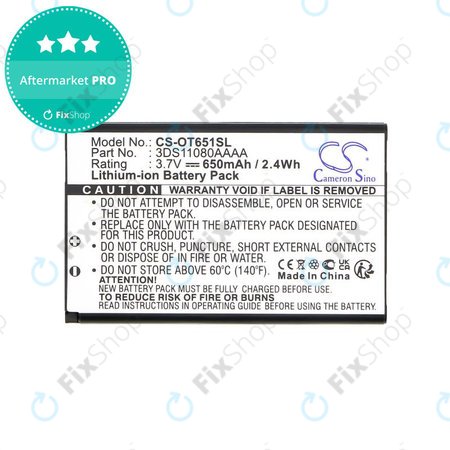 Baterija za Alcatel Lollipops, 650mAh, Li-Ion, 3.7V, 3DS11080AAAA, HQ