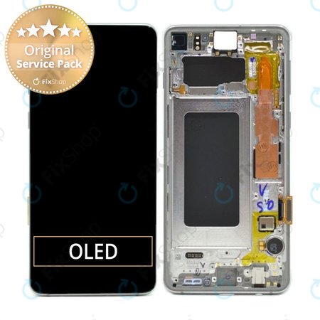Samsung Galaxy S10 G973F - LCD zaslon + zaslon osjetljiv na dodir + okvir (srebrni) - GH82-18850G, GH82-18835G Genuine Service Pack