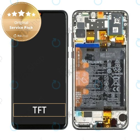 Huawei P30 Lite (2020) - LCD zaslon + zaslon osjetljiv na dodir + okvir + baterija (ponoćno crna) - 02352PJM