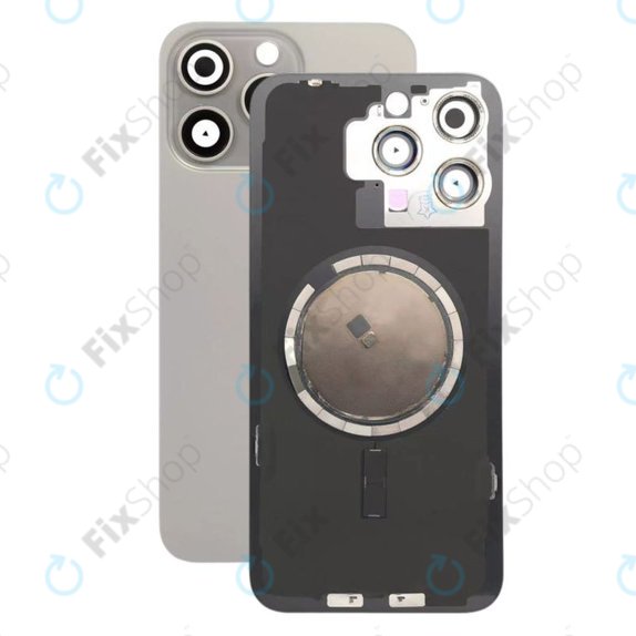 Apple iPhone 15 Pro Max - Stražnje staklo kućišta + staklo kamere + metalni okvir + magsafe magnet (Natural Titanium)