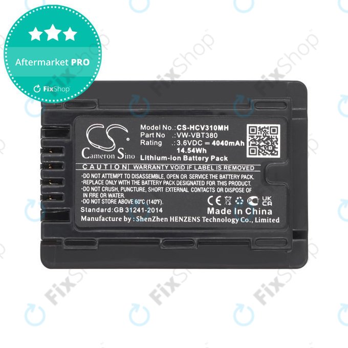 Baterija za Panasonic HC-550EB, 4040mAh, Li-Ion, 3.6V, VW-VBT380, HQ