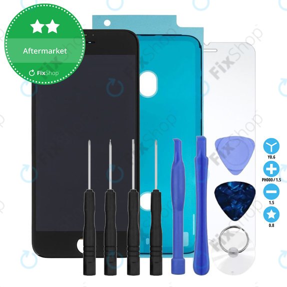 Zaslon za iPhone 7, Black, Dodirni ekran s okvirom, Ljepilo (Adhesive), Kaljeno staklo, Alati