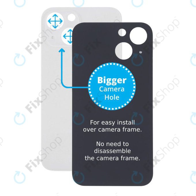 Apple iPhone 13 Mini - Stražnje staklo kućišta s većom rupom za kameru (Starlight)