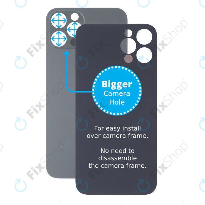 Apple iPhone 13 Pro Max - Stražnje staklo kućišta s većom rupom za kameru (grafit)