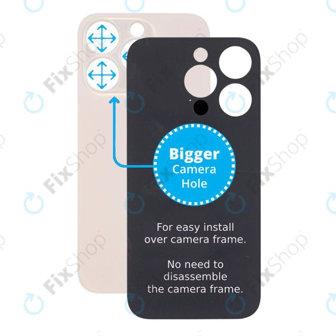 Apple iPhone 14 Pro - Staklo stražnjeg kućišta s većom rupom za kameru (zlato)